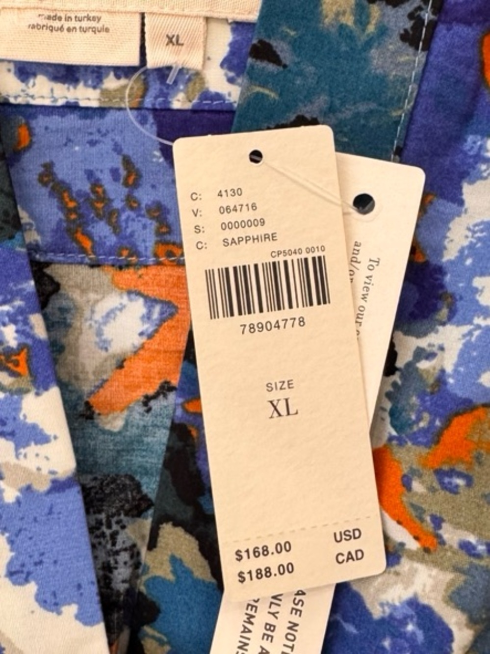 Anthropologie Blue Floral Maxi Dress with Orange & Cream Accents - Picture 3 of 11